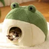 kf-S944d3d1f69f04dff8ce021e22f0cbdc9W-Cat-Bed-House-Kennel-Nest-Frog-Shaped-Pets-Sleeping-Cave-Kitten-Beds-Pet-Basket-Cozy-Kitten-1 FrogBed